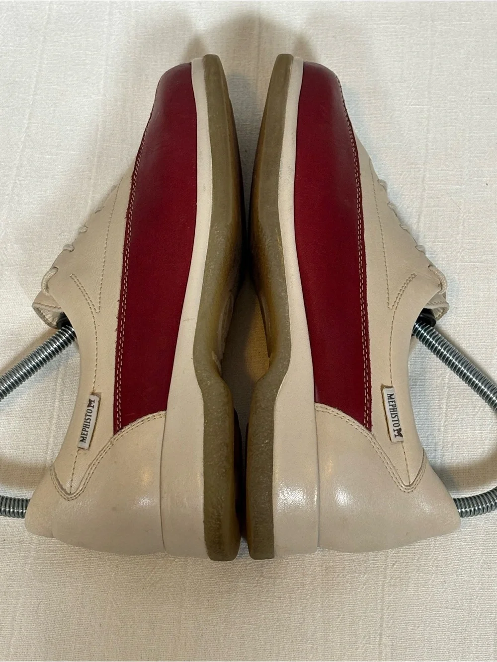 Vintage Mephisto Air Jet Two-Tone Leather Sneakers-Red/Cream-Women Size 7